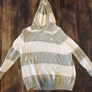 Abercrombie Kids 11/12 Gray & White Striped Hoodie